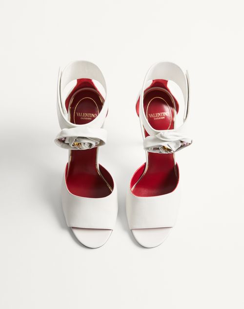 Valentino Garavani - Drip Rose Kidskin Sandal With Crystals 105mm - White - Woman - Sandals